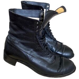 Vintage Style Boots Leather Lace Up 2” Heel Women’s 8 1/2